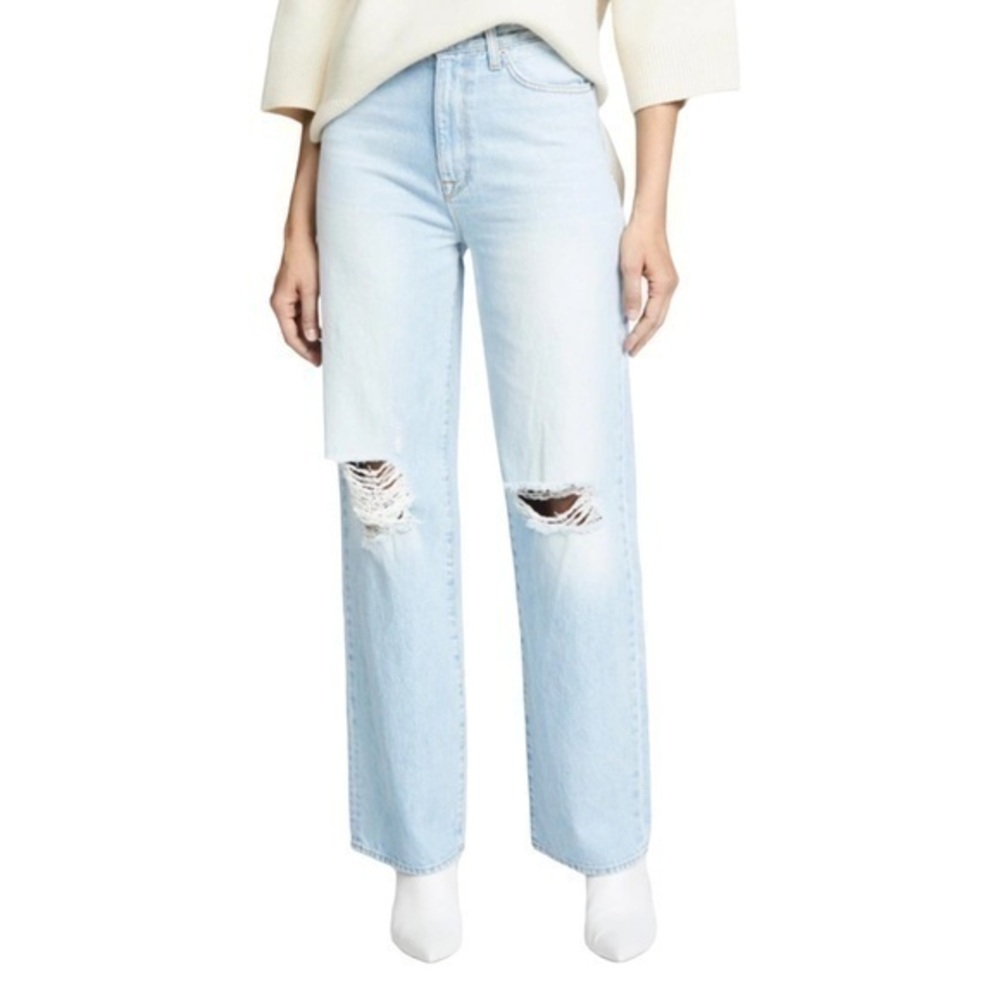 Baldwin Kansas City Reese Distressed Light Blue Wide Leg Jeans Size 25
